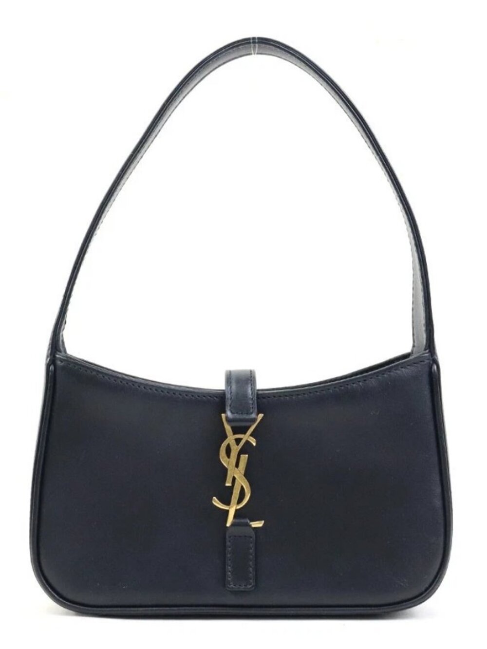 SAINT LAURENT Le 5 A 7 Mini Handbag Black/Gold Leather/Metal